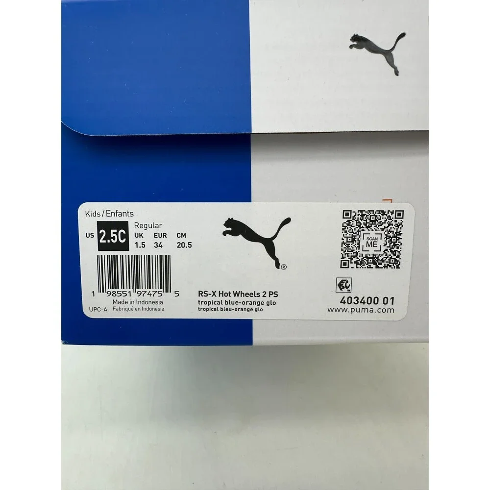 Puma RS-X Hot Wheels Kids Size 2.5C Blue Black Athletic Shoes 403400 01